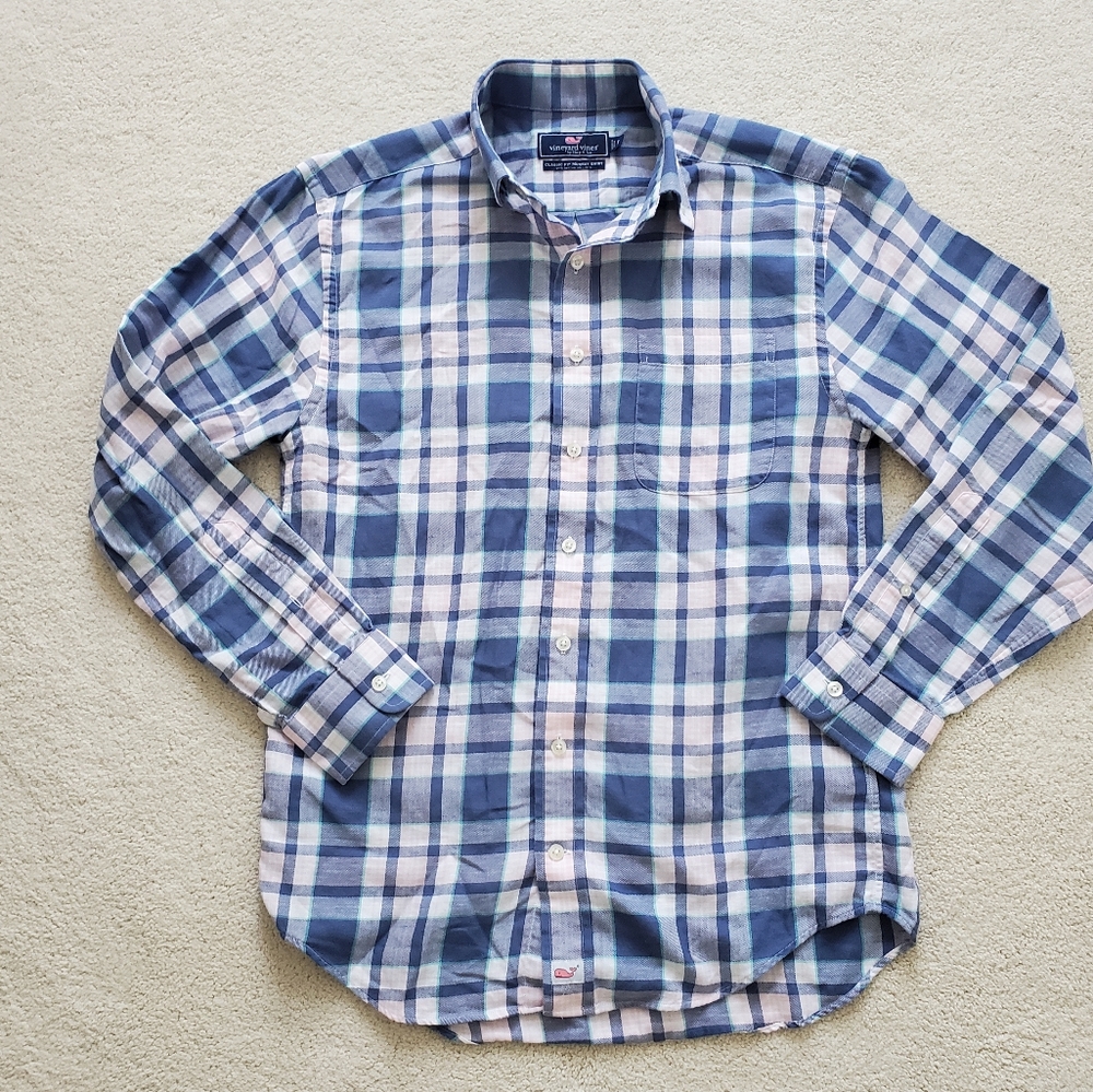 Vineyard Vines Men's Plaid Cotton/Linen Classic Fit Murray Shirt szS